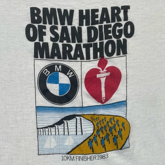 Vintage BMW San Diego Marathon 1983 Screen Stars Graphic Tee Tshirt - Picture 3 of 5